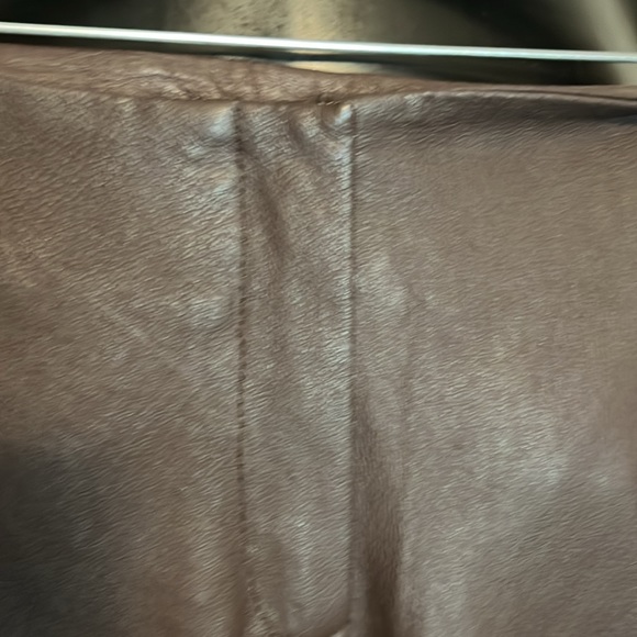 Brown leather trousers front zip - Picture 2 of 7
